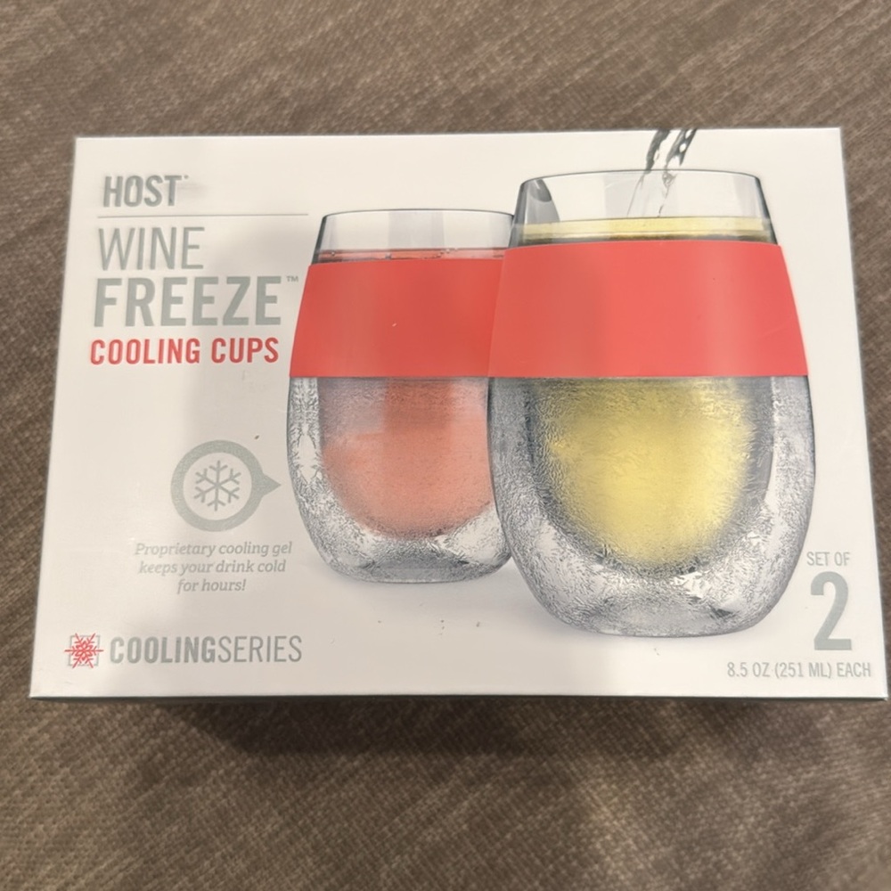 🎉 HOST 🎉NEW IN BOX 🎉 Wine Freeze Cooling Cups - Set of TWO 🎉